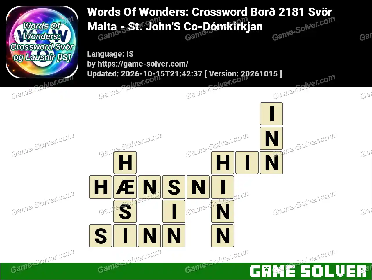 Words Of Wonders: Crossword Borð 2181 Svör – Malta – St. John’S Co-Dómkirkjan